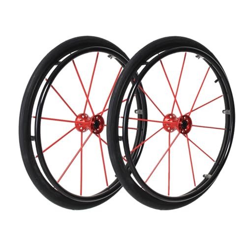 Set of 2 Wheelchair Rear Wheel Replacement 24×1, 24 Inch Rear Wheel Replacement With Bearings And Hand Wheel, Quick Release Pneumatic Tires, Aluminum Alloy Hub