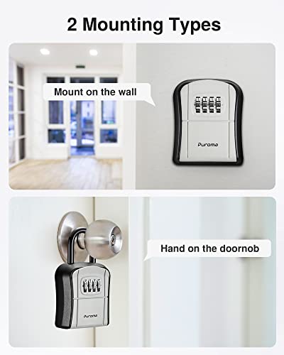 Puroma LB125 Key Lock Box, Portable Combination Lockbox Wall-Mounted Key Storage Box thumb #1