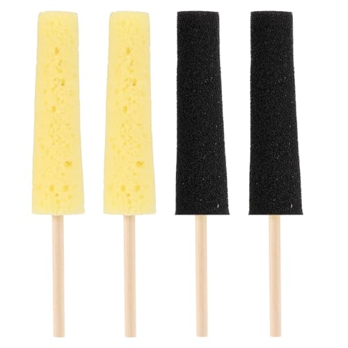 4pcs Pottery Sponge Tool, Ceramic Clay Sponge Stick in 2-Density for Pottery Ceramic Clay Shaping Trimming(Black & Yellow)