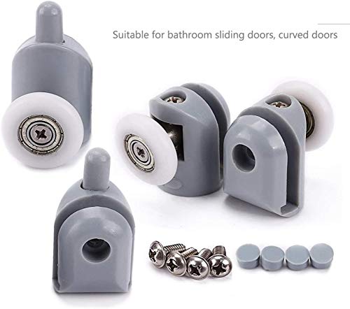Queta 8Pcs X Shower Door Rollers(4Xtop+4Xbottom+Screw+Cover Caps), Shower Door Rollers / Runners / Wheels / Pulleys/Guides 23Mm Diameter , Ultra-Quiet Home Bathroom Diy Replacement Parts #TOP3