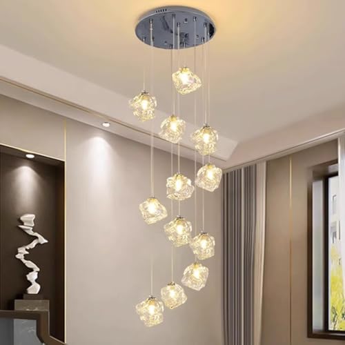 Plafonnier en forme de goutte de cristal luxe pour grand salon de villa