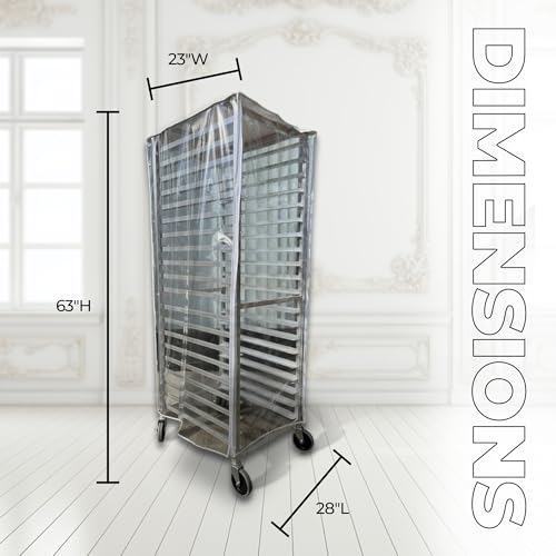 Bags & Covers, Bakery Pan Rack Cover, Heavy Duty Plastic, 3 Zippers, 23" W x 28" L x 61", Made in USA (23"x 28" x 61")