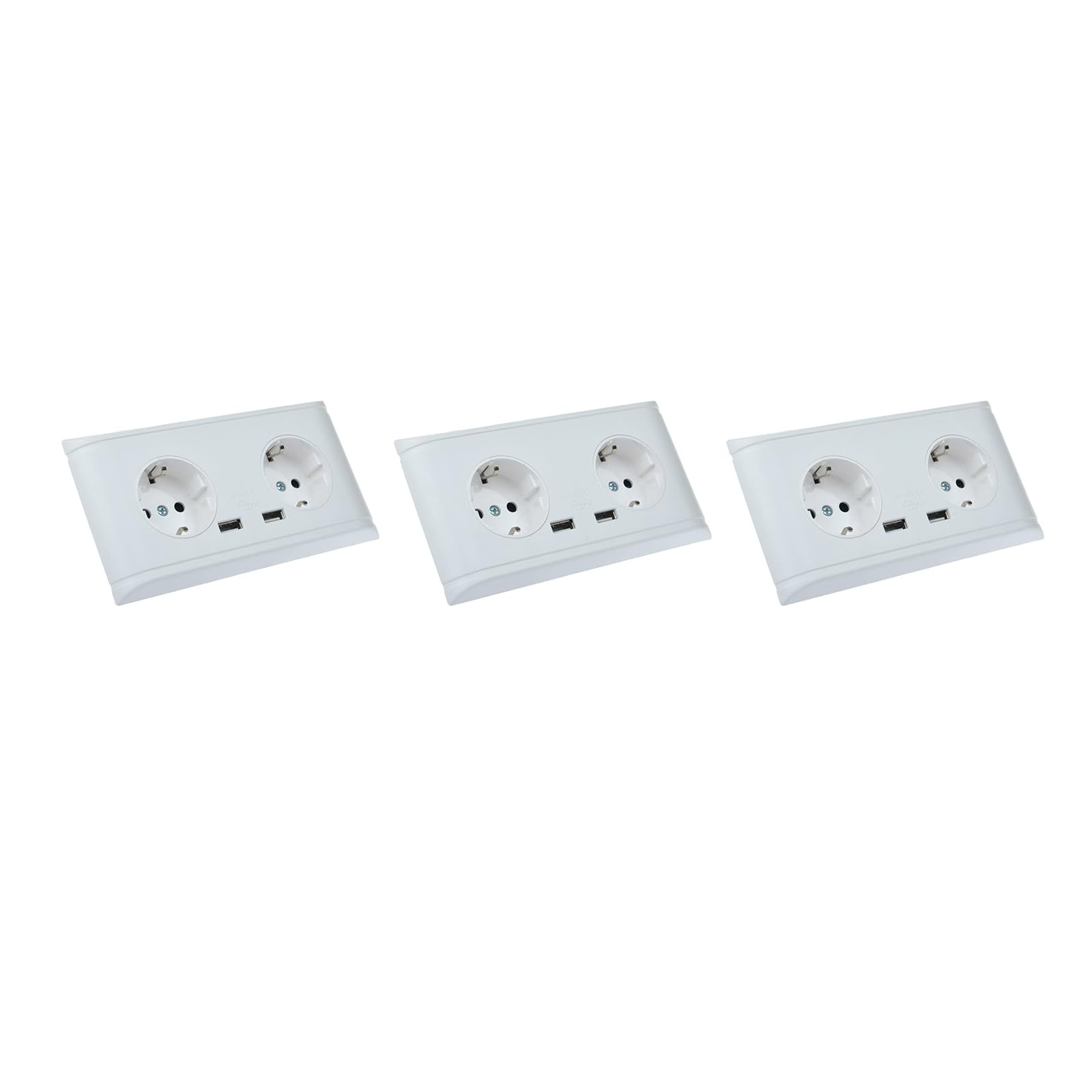 Nineleaf Unterputz Doppel-Steckdose mit 2 USB-Anschlüssen (2.1A) 3PK- Weiße Schuko Steckdose mit Glasfront - Schnellladefunktion für Smartphones, Kopfhörern, Powerbanks und kleinen Elektronikgeräten