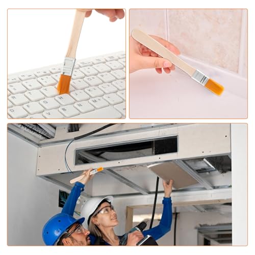 Qianyu 24 Stück Kleine Pinsel Borstenpinsel Set 12,7 cm Malerpinsel Weiche LackPinsel Flachpinsel Holzgriff 1,27 cm Breite Malerwerkzeug für Wände, Ausbesserungsarbeiten, DIY Streichen