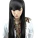 MelodySusie Black Long Straight Wig for Women, 31 inches Silky Long Straight Black Wig with Bangs Heat Resistant Synthetic Halloween Wig Hair Wig for Women with Free Wig Cap, Black
