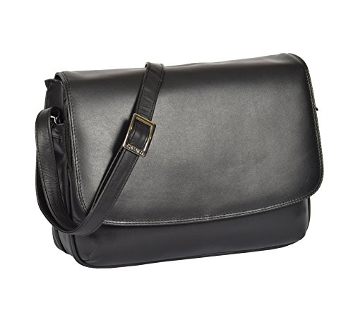 Sac à bandoulière en cuir noir avec rabat pour libérer vos mouvements