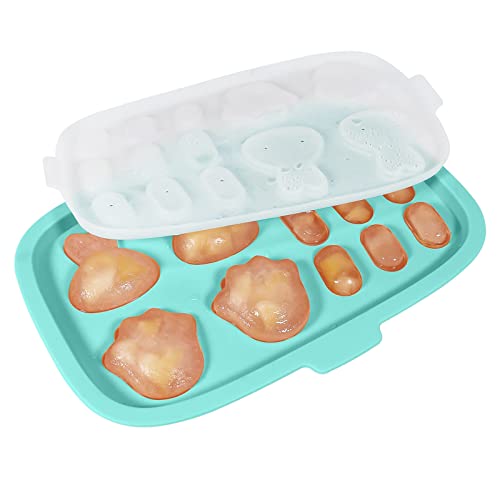 Image of Baby Food Freezer Tray, Peunitory Baby Popsicle Molds Baby Food Storage Containers Silicone Ice Cube Trays Freezer Safe Breastmilk Popsicle Molds for Teething DIY Baby Food, Vegetable & Fruit Purees