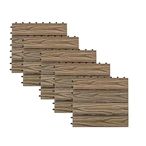 Kinora Deck Tile Mix Teak | Wooden Flooring | Waterproof and Slip-Resistant | Suitable for Indoor & Outdoor Flooring, Decks, Patios, Pathways, Baths, Pools (5 Piece)