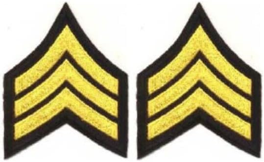 Uniform Chevrons - LASD/CDCR - Medium Gold on Black - 3-inch wide - Sergeant - Pair