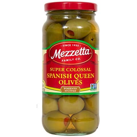 Mezzetta Spanich Queen Olives, Super Colossal Pimento Stuffed, 10 Ounce Cover