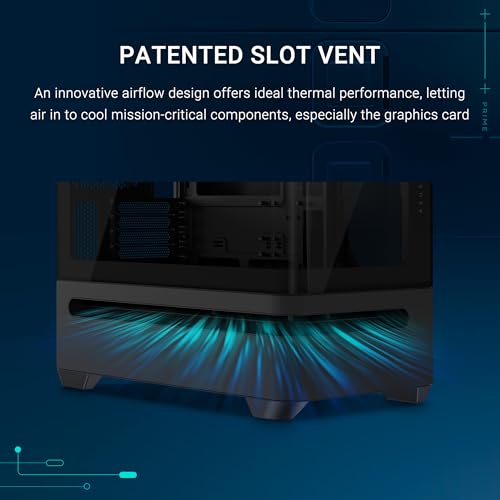 Image of ASUS Prime AP202 ARGB Black mATX case with Fully Tempered Curved Glass, Supports Graphics Cards up to 420mm Long, 360mm Long radiators, Easy-Detach Rail, Patented Slot Vent, Built-in Three ARGB Fans