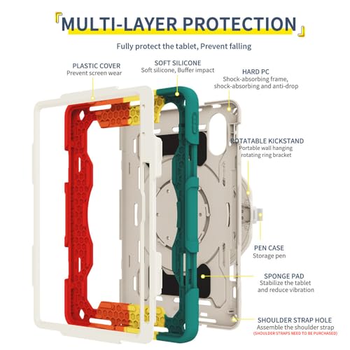 Funda Honor Pad V8 Pro JZ con soporte de anillo giratorio y correa rojo 5