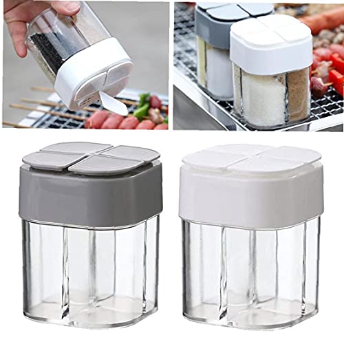 4 in 1 zout en peper shaker, 4 rasters flip lege spice dispenser, transparante kruiden shaker potten met deksel… - Image 7