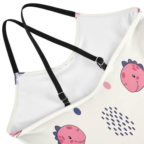 Girls Swimming Suits Beach Swimsuit Girls 3-10 Y with Adjustable Shoulder Strap, Cute Pink Cartoon Dinosaurs4
