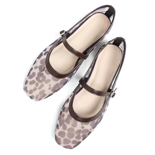 Image of TN TANGNEST Leather Flats for Women Retro Mary Jane Flats | Comfortable Square Toe Slip On Flats with Buckle Strap, Soft Work Flats Office Shoes