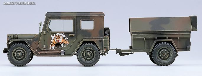 아카데미 Academy Hobby Model Kit – 1/35 M151A2 Hard Top with Trailer – Realistic Military Jeep & Accessories
