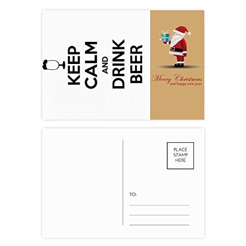 Cartes postales Keep Calm and Drink Beer Santa Claus pour vœux de Noël drôles