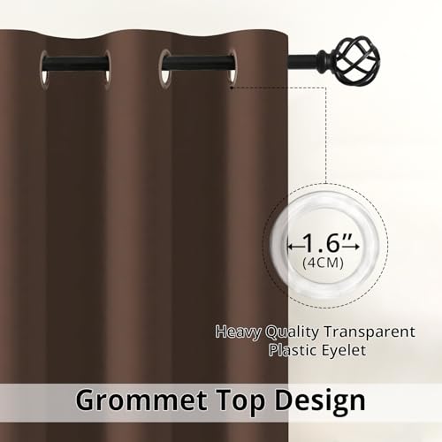 Image of Homestan 90% Blackout Door Curtains 8 Feet Long Set of 2, Room Darkening Parda with Grommet Design for Home Decor (8x4 Feet, Brown)