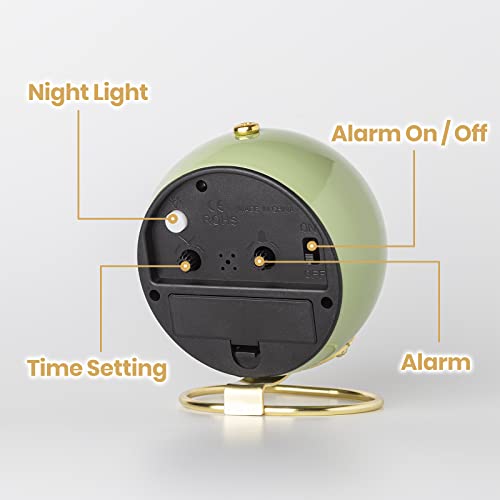 Shougege Desk Clocks Battery Operated, Silent Alarm Clock For Bedrooms, Retro Bedside Table Analog Vintage Aesthetic Clock #TOP2