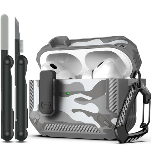 Image of FUNGUANGO for AirPods Pro 2 Case with Lock Magnetic Lid MagSafe, Gray