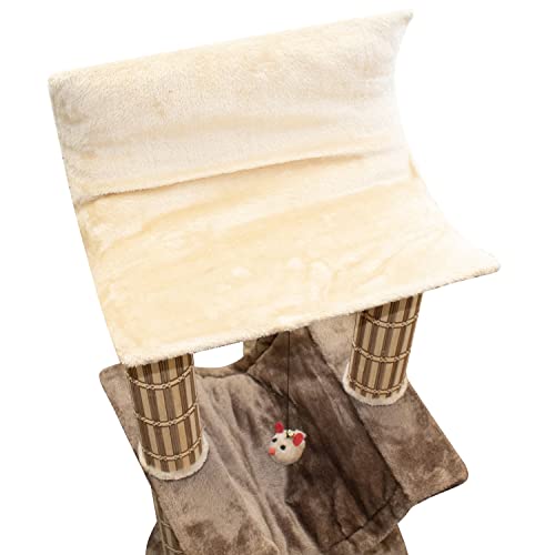 Penn-Plax Two Story Cat Tree – Decorative, Multileveled, And Playful – Includes Soft Plush Perches, Bamboo Scratching Posts, And Mouse Toys – 42” Height #TOP4