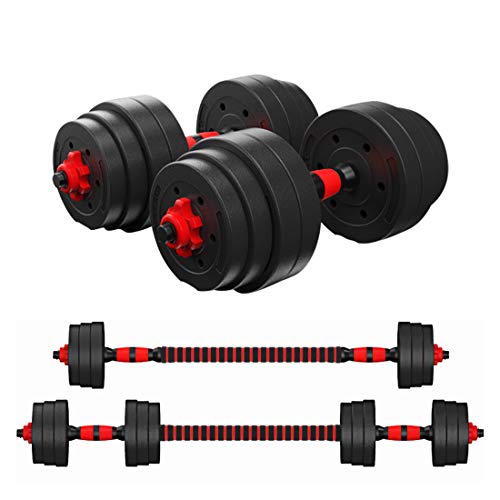KAC Adjustable Dumbbells Barbell 2 in 1 with Connector, Lifting Dumbbells for Body Workout Home Gym, Set of 2 (44LBS)