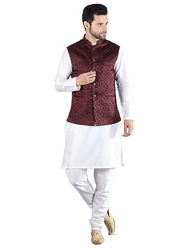 Image of Uri and MacKenzie Men's Silk Blend Kurta Pajama with Designer Ethnic Nehru Jacket /Modi Jacket