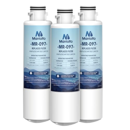 Image of MARRIOTTO MIWF6200 Water Filter Replacement for Midea MIWF6200, MRS26D5AST, MRS26D7AST, MRQ22D7AST, MF-2008-R2, NS-WF26SS0-1, Zline MIWFT2100, RFM-W-36, WF200, SJWF200, SJG2254FS, NSF42, (3 Pack)