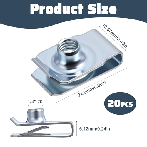 20 Stk Edelstahl Blechmutter Gewinde Clip Mutter Set M6 U-Typ Blechmuttern Sortiment Mit Schnappmutter Edelstahl Metall U-Type Blechmuttern Befestigung Clips Für Auto Karosserieschrauben Mutter