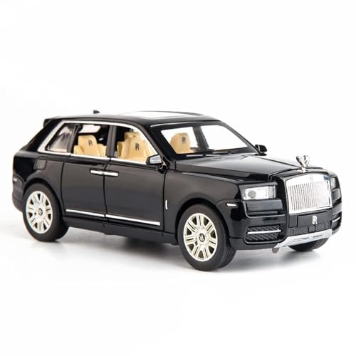 Image of Invite Enterprise 1:24 Rolls Royce Cullinan Diecast Model Metal Pull-Back Car With Sound Light And Opening Doors: A Kids' Toy Vehicle Gift (1:24 Rolls Royce Cullinan - Black)