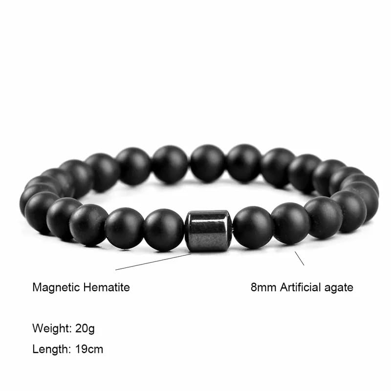 Image of Aura Balance 8mm Natural Stone Bracelet with Hematite Center