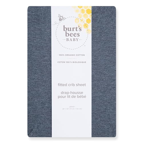 Image of Burt's Bees Baby Organic Cotton Fitted Crib Sheet, Unisex Baby Beddings | A nursery essential crib sheet with 360º elastic that prevents sheets from creeping up on the mattress