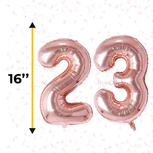 Image of Rozi Decoration 16? Inch Number 23 Foil Balloon Rose Gold Color for Birthday Parties Decoration | Happy 23th Anniversary | 23 Number Balloon Pack of 2 Pcs