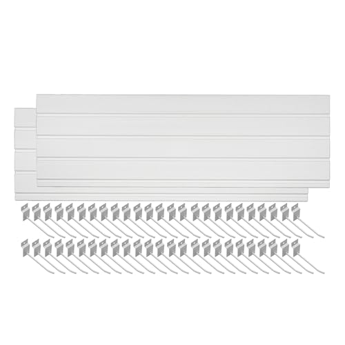 2 PCS Slatwall Panel nizer Heavy Duty PVC Slat Wall Rack for Garage Kitchen Workshop & Retail Display Interlocking Pegboard Storage System (White 47.24"x12.6")
