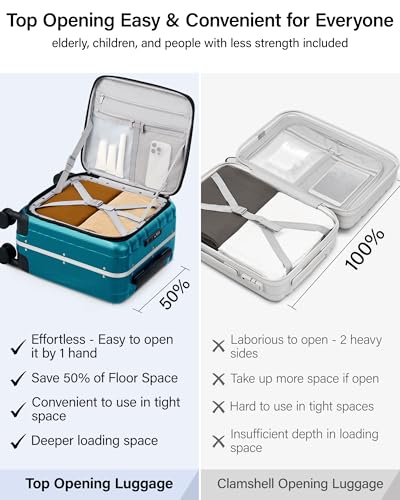 Image of Hanke 16 20 24 26 Inch Carry On Suitcase PC Hardshell Luggage Top Open Aluminum Frame Rolling Suitcases with Wheels Travel Luggage for Womem Men, Caribbean Blue, 16 Inch