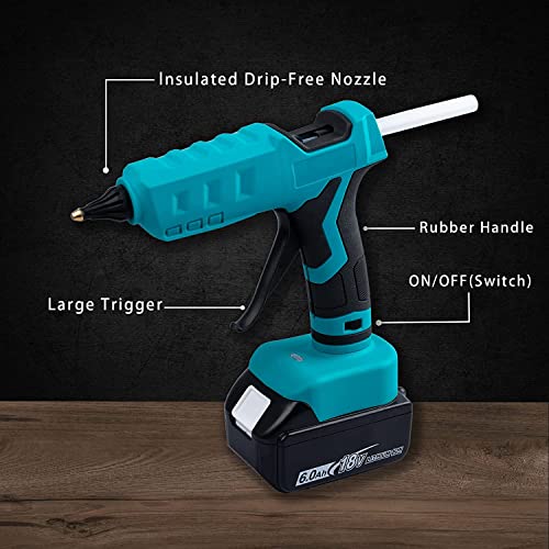 100W Cordless Hot Glue Gun For Makita 18V Lithium Battery (Battery Not Included) With 20 Glue Sticks Portable Battery-Powered Glue Gun For Arts & Craft Diy Project & Festival Decoration #TOP3