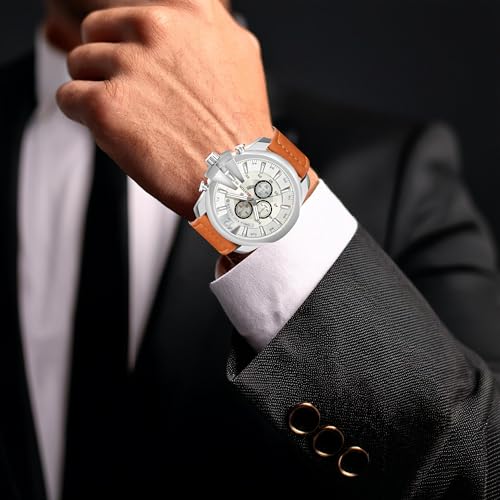 Image of FENTON Trendy Chronograph Watch with Stainless Steel Case, White Dial