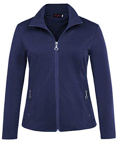 Hanna Nikole Plus Size Scrub Jackets for Women Zip Front Warm-Up Jacket 20W Navy