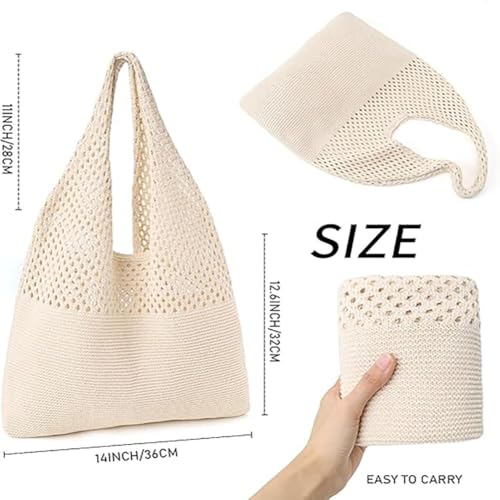Bolso de playa tejido a ganchillo, tipo tote con asa para hombro, bolso cruzado de verano para mujer miniatura 4