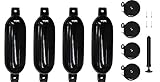 FlexiFabrics Reinforced G Series Boat Fenders 4 Pack (Black, G-4 6.5 x 22 in. (4 Pack))