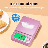 Diyife Feinwaage 0.01 g/1000 g, Tragbare Taschenwaage Mini Waage (Rosa) – Ansicht 6