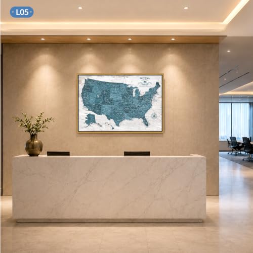 Image of IPIC Personalized Vintage Teal Framed USA Map Pin Board, Size 42x28 in