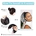 Short Gray Drawstring Ponytail Loose Curly Grey Hair Extensions Clip in Synthetic Hair Pieces for Black Women Fake Hair Buns Hair Piece for Women Updos Grey Mixed Black)