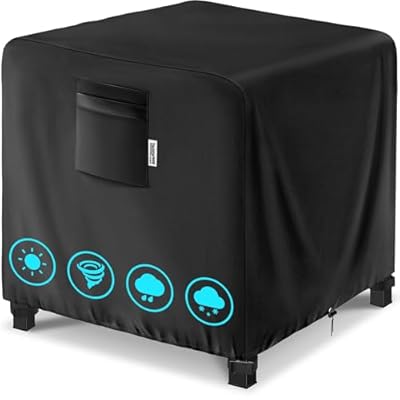 Varietyface 32" Square Fire Pit Cover – Heavy-Duty Waterproof Oxford, Buckle Straps, Air Vents & Drawstring – Windproof & UV-Resistant for Worry-Free Year-Round Protection on Patio Fire Pits & Tables