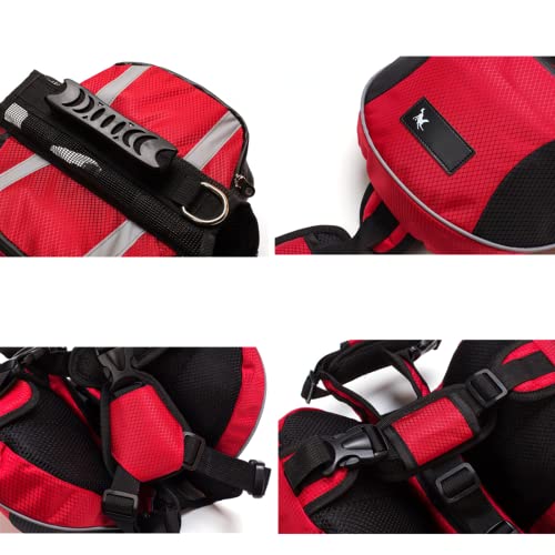 Satteltasche Hunderucksack für Mittlere Große Hunde, Packtaschen Rucksack für Reisen Wandern Training, Reflektierende Wasserdicht Verstellbare Kabelbaumweste mit Griff (grün, L (Hund 28kg - 40kg)