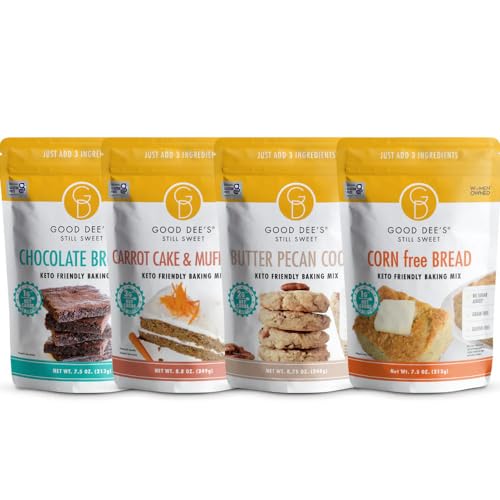 Keto Best Sellers - Chocolate Brownie Mix, Carrot Cake & Muffin Mix, Butter Pecan Cookie Mix, Corn Free Bread Mix