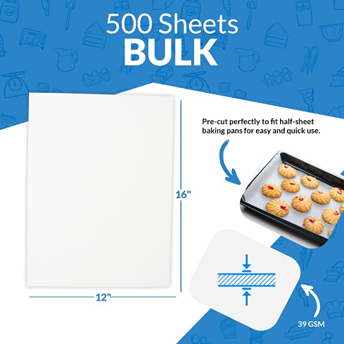 Reli. 500 Pcs Parchment Paper Sheets, Bulk | 12X16 In. | White Parchment Sheets/Baking Sheet Paper | Non-Stick, Pre-Cut Pan Liners | Parchment Paper Sheets For Baking, Air Fryer, Grilling #TOP2