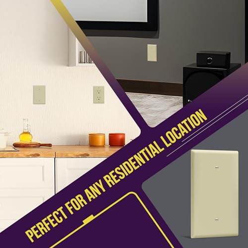 Image of ENERLITES Oversized Blank Wall Plate Cover, 1-Gang, 1 Pack, Ivory | Jumbo size 5.5 inch x 3.5 inch, cover unused electrical box /outlet /switch, unbreakable polycarbonate, UL-listed, easy to install