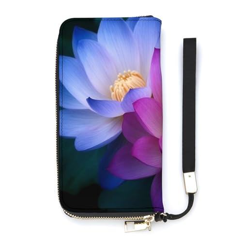 Fashionable Large-capacity Lotus Flower1 Printed Leather Wallet Vertical, Internal Multi-compartment Design - Meet Your Diverse Travel Needs