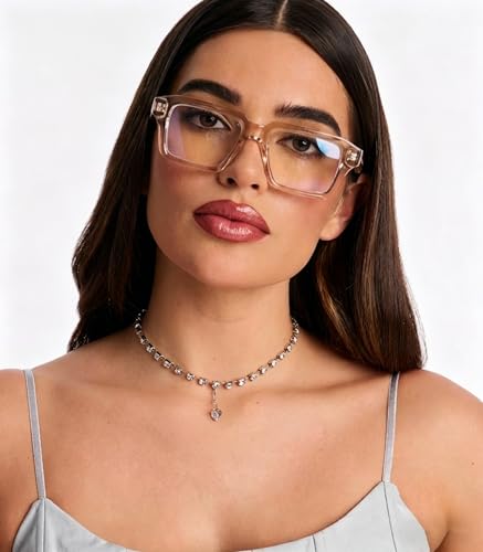 Image of AIEYEZO Fashion Square Blue Light Glasses for Men Women Retro Thick Frame Blue Light Blocking Computer Glasses